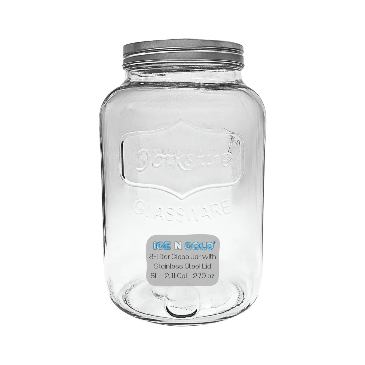 Large Glass Jar in 8 liter and 4 liter- Clear Wide Mouth Container for Storage, Kitchen, Pantry, and Laundry ICE N COLD®
