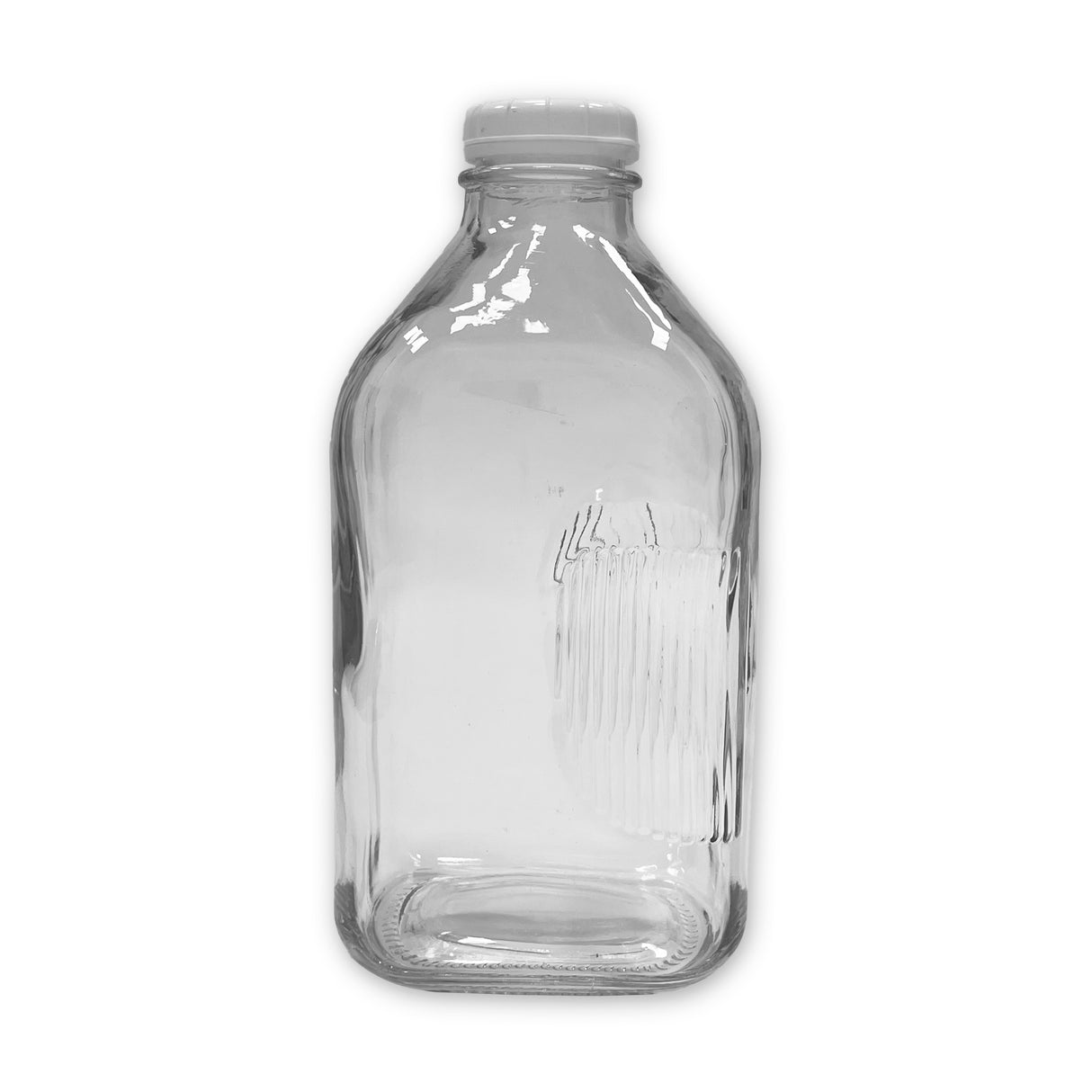 Glass Beverage Jug, 64 oz, Clear, Wide Mouth with Groove Handle and Airtight Lid