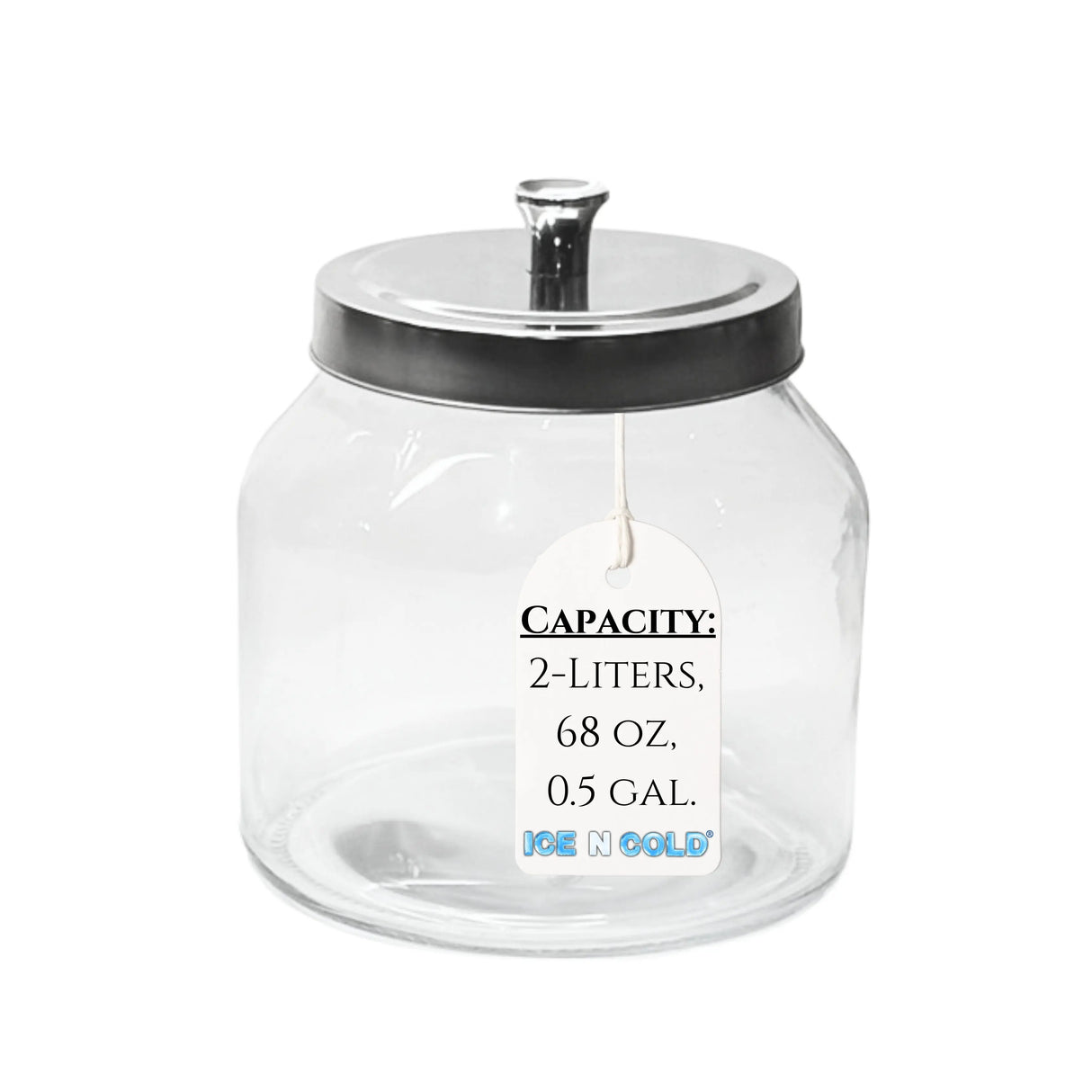 2-Liter, Half Gallon Glass Jar with Silver Steel Lid – for Kitchen, Pantry, & Laundry Items | Storage for Cookies, Flour, Pasta, Laundry Pods ICE N COLD®