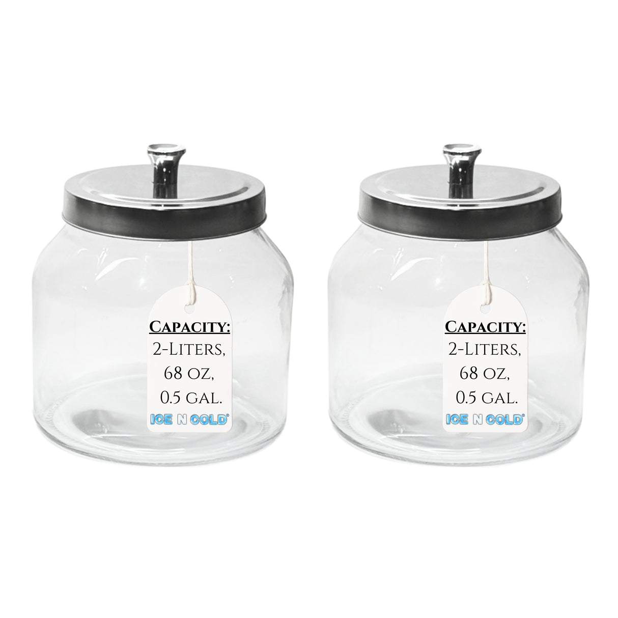 2-Liter, Half Gallon Glass Jar with Silver Steel Lid โ for Kitchen, Pantry, & Laundry Items | Storage for Cookies, Flour, Pasta, Laundry Pods