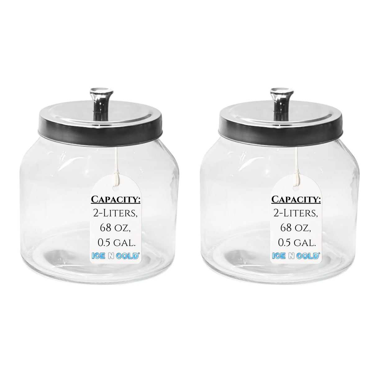 2-Liter, Half Gallon Glass Jar with Silver Steel Lid – for Kitchen, Pantry, & Laundry Items | Storage for Cookies, Flour, Pasta, Laundry Pods ICE N COLD®