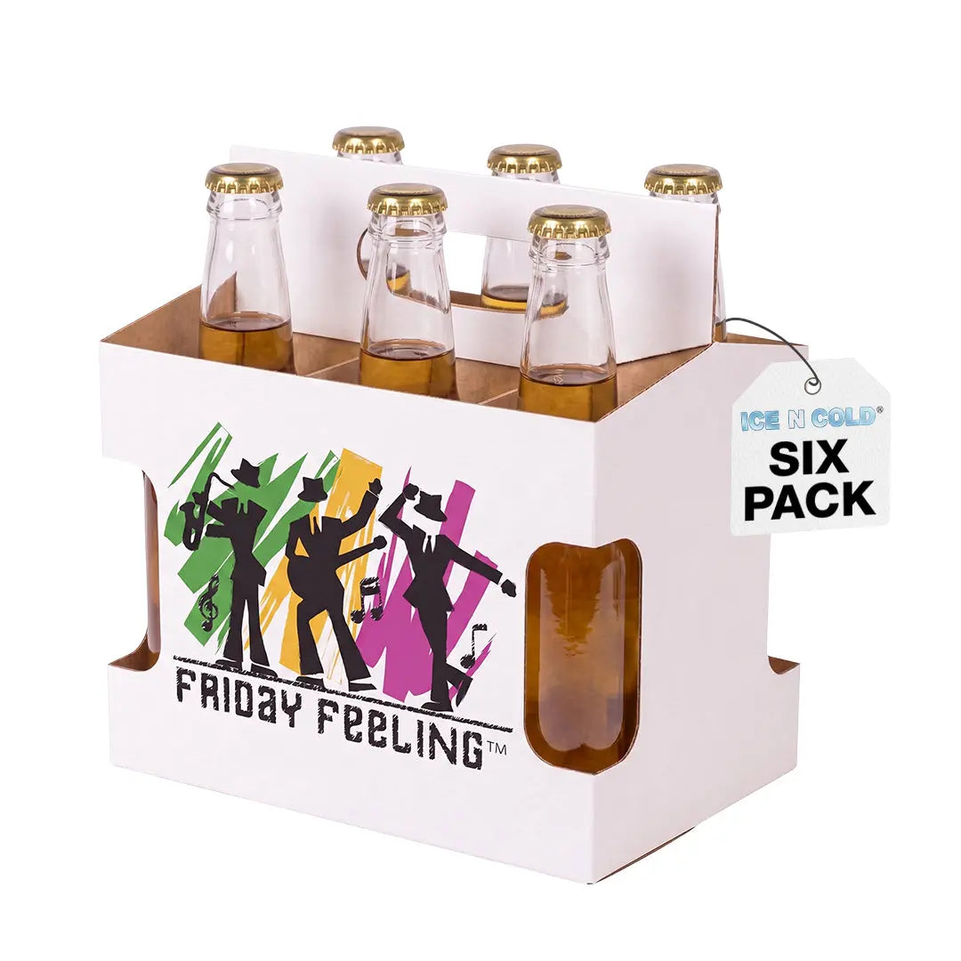 6pk Cardboard Carrier (Friday Feeling Die-Cut) 12oz Bottles & Cans | Made In USA C-Store Packaging