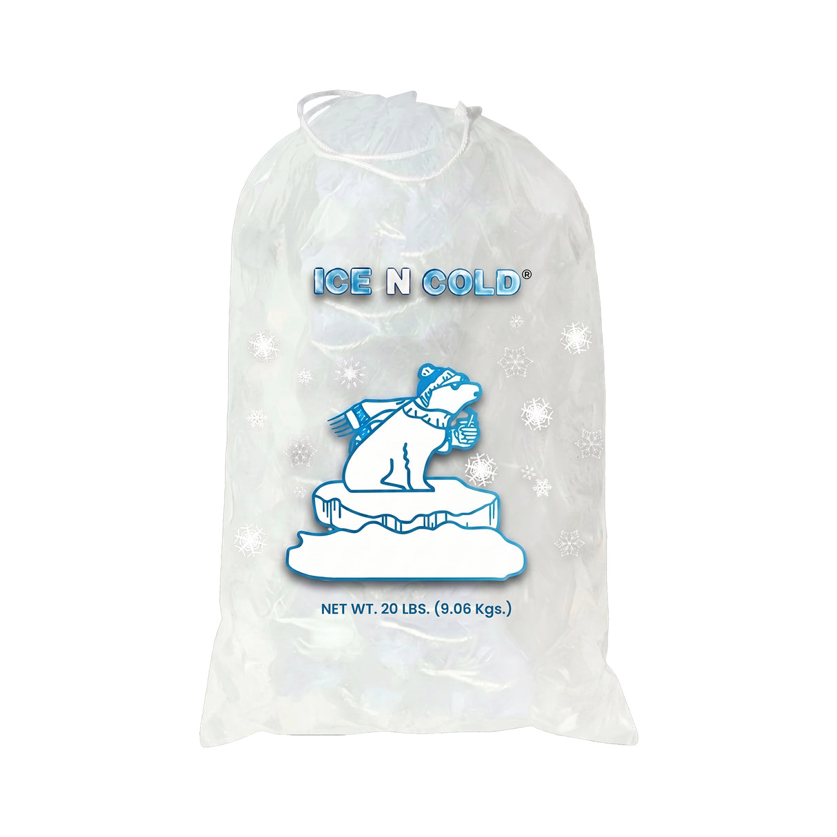 ICE N COLD® 20lb Ice Bags with Drawstring Closure | 50 mic Thickness | Portable Storage and Freezer Keeper