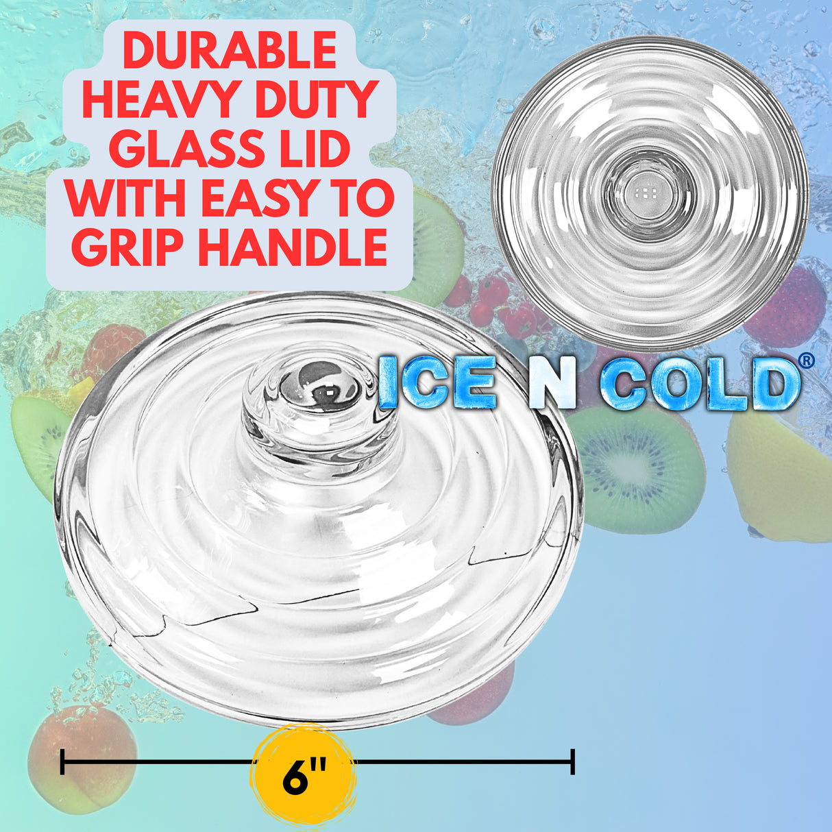 Aguas Frescas 2.6 Gallon Glass Juice Jug Container with Lid (10 Liters, 338 oz) | ICE N COLD