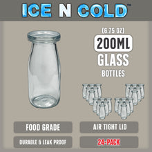 Load image into Gallery viewer, 6.76 oz / 200ml Vintage Glass Bottle with Leakproof Clear Lid, Reusable & Eco-Friendly – Ideal for Milk, Juices, Smoothies, Infused Water, BPA-Free Glass Bottle