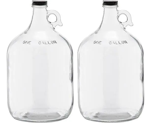 1 Gallon (128 oz) Clear Glass Jug With 38mm Black Polyseal Lid & Cap | Pack of 1 ICE N COLD®