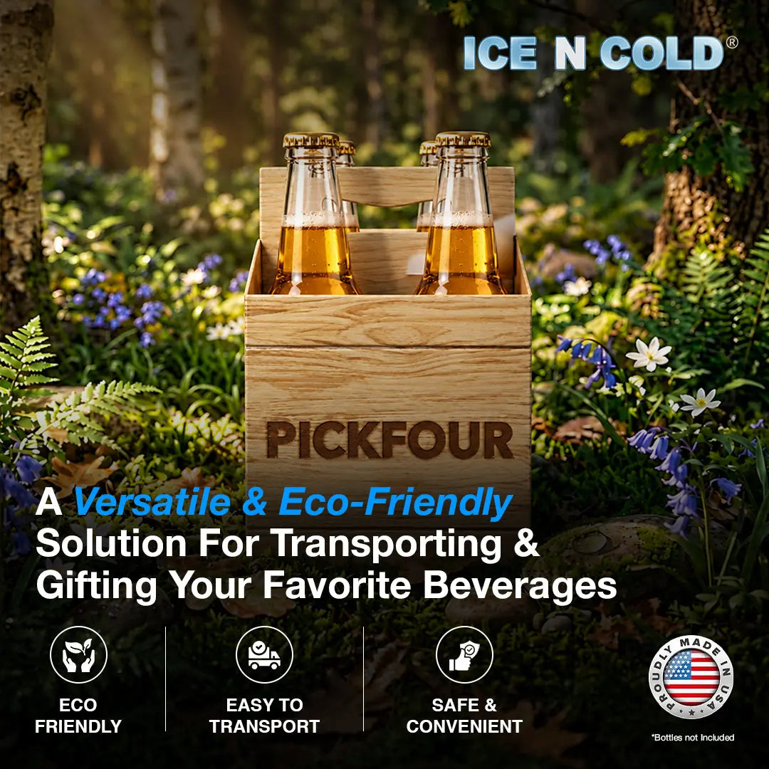 4pk Cardboard Carrier (Crate PickFour) - 12oz Bottles & Cans ICE N COLD®