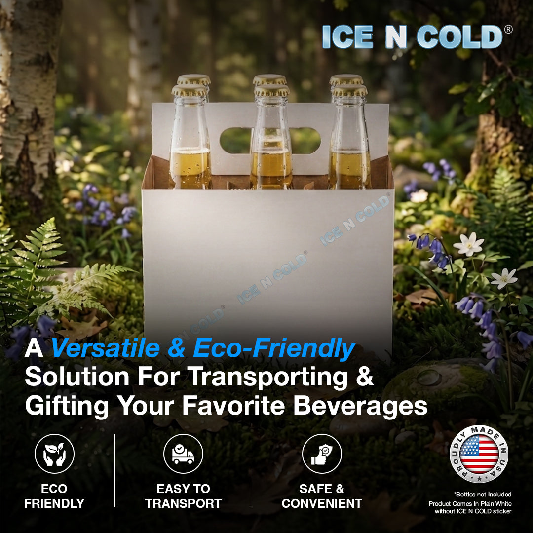 ICE N COLD® Econo Pack Six Pack Cardboard Bottle Holder | Fits 12-16oz bottles | 140 Pack ICE N COLD®