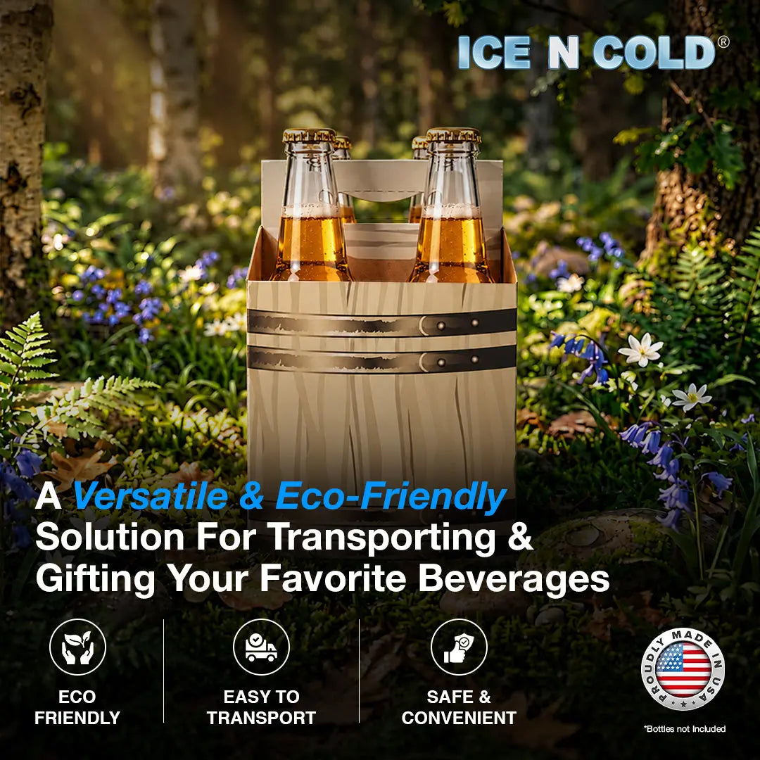 4pk Cardboard Carrier (Barrel Brown) - 12oz Bottles & Cans ICE N COLD®