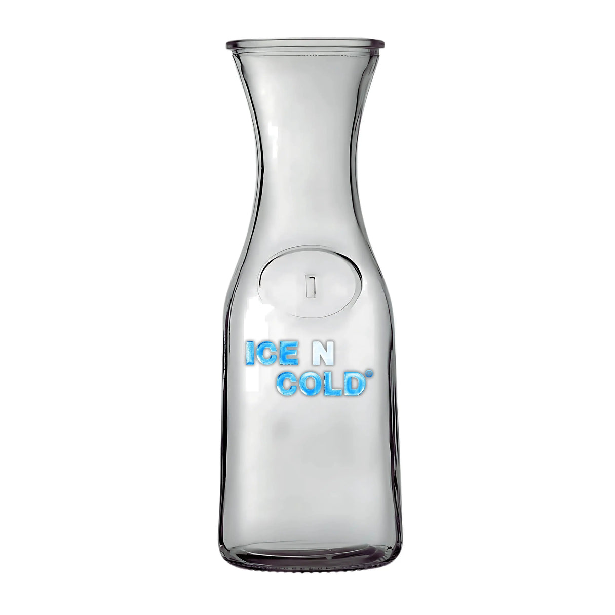 1-Liter Glass Carafe (33.8 oz / ~0.26 Gal) – Wide Mouth Water, Juice, Wine and Drink Jug, Clear Durable Glass ICE N COLD®