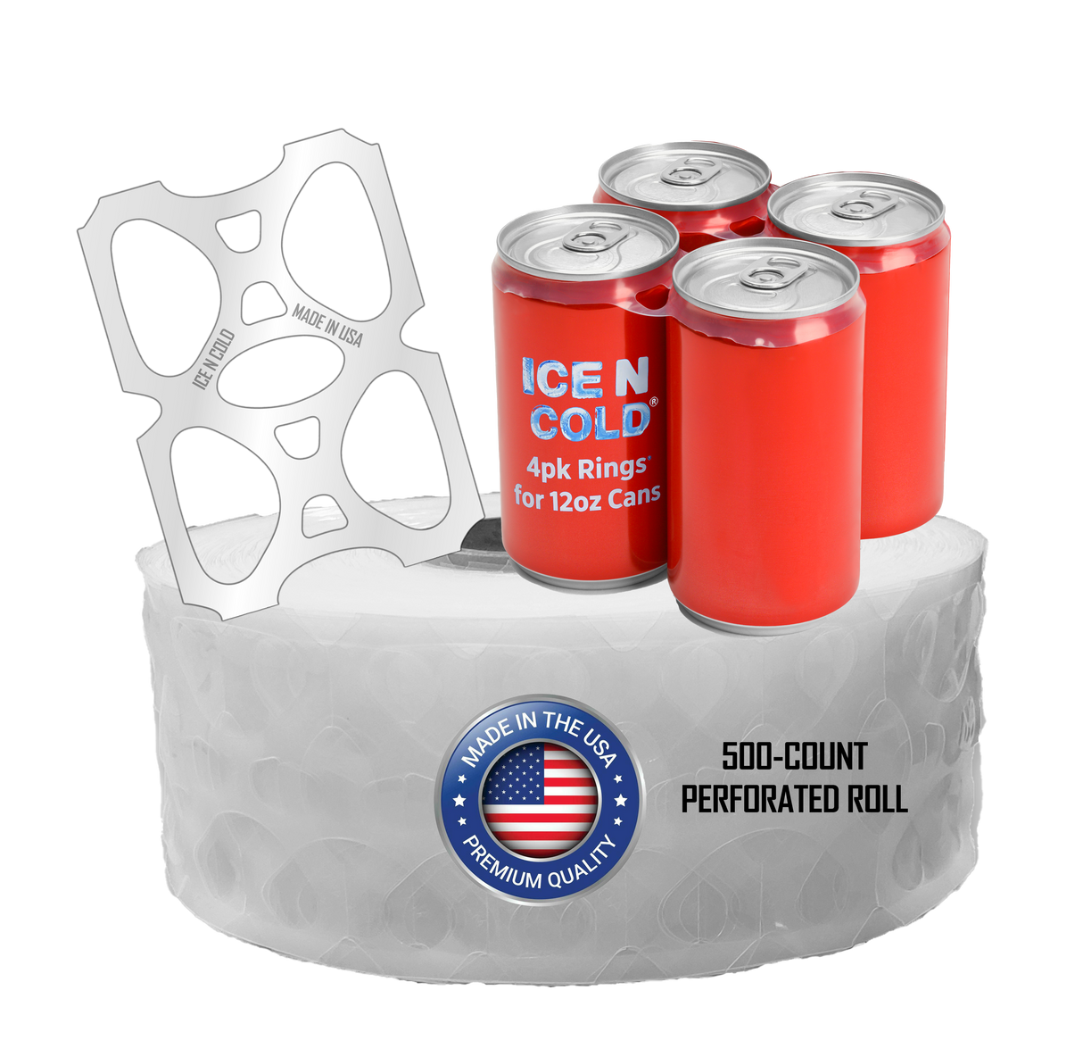 ICE N COLD® Four Pack Rings | 500ct Roll