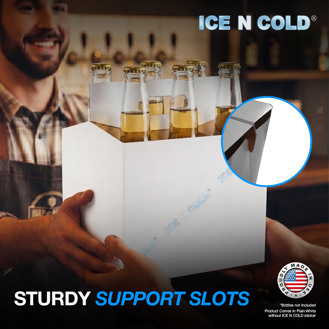 ICE N COLD® Econo Pack Six Pack Cardboard Bottle Holder | Fits 12-16oz bottles | 140 Pack ICE N COLD®