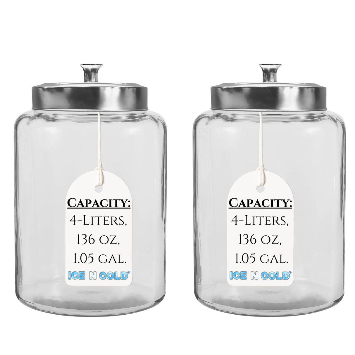 2-Liter, Half Gallon Glass Jar with Silver Steel Lid โ for Kitchen, Pantry, & Laundry Items | Storage for Cookies, Flour, Pasta, Laundry Pods