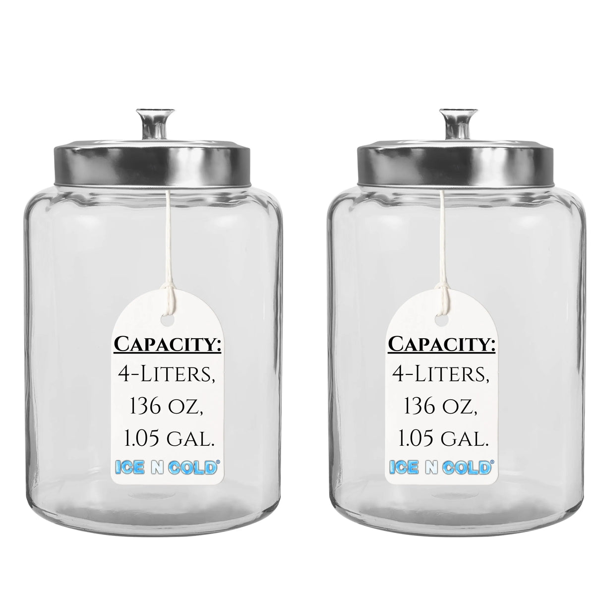 2-Liter, Half Gallon Glass Jar with Silver Steel Lid – for Kitchen, Pantry, & Laundry Items | Storage for Cookies, Flour, Pasta, Laundry Pods ICE N COLD®