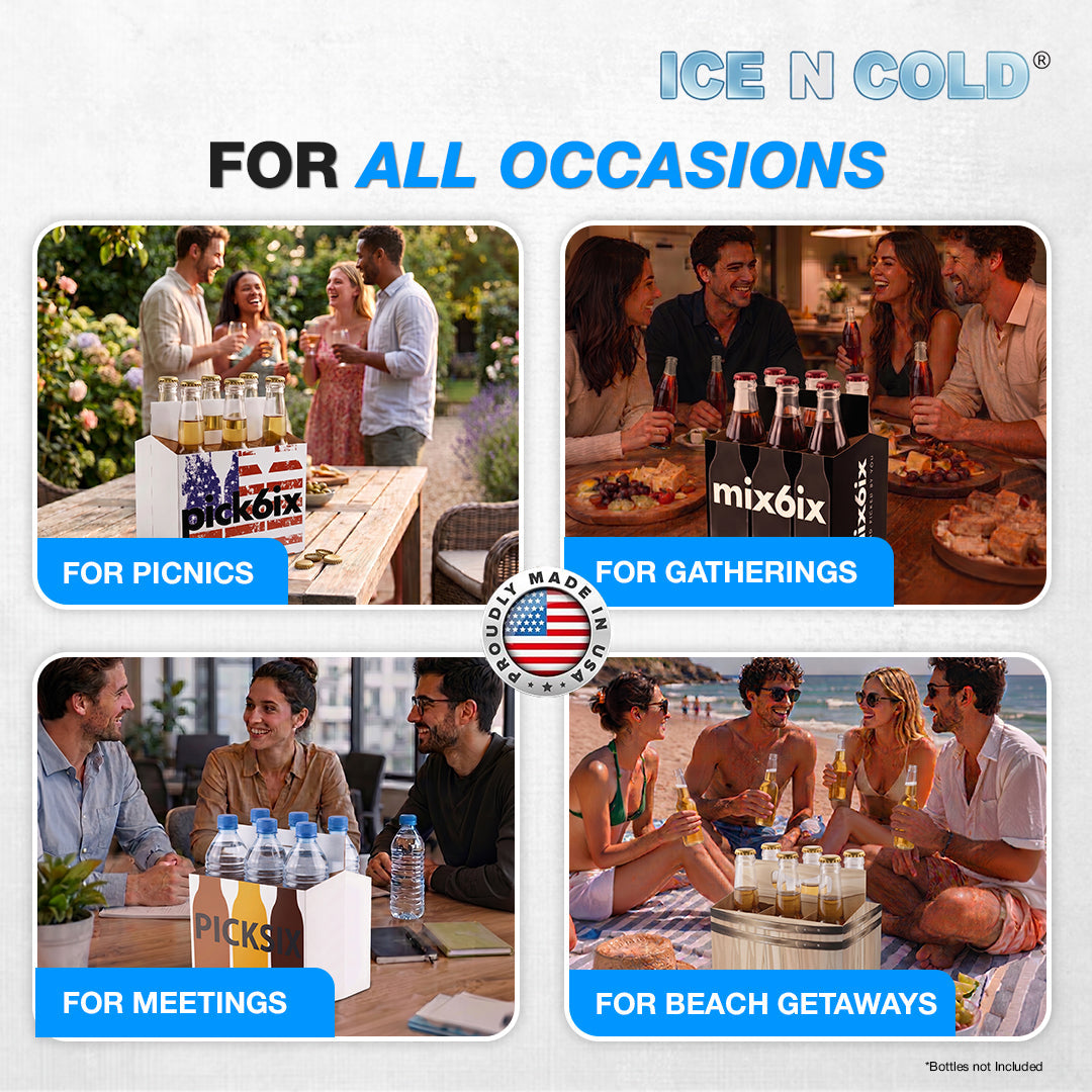 6pk Variety Pack Cardboard Carrier (Variety Pack) 12oz Bottles & Cans | Made In USA ICE N COLD®