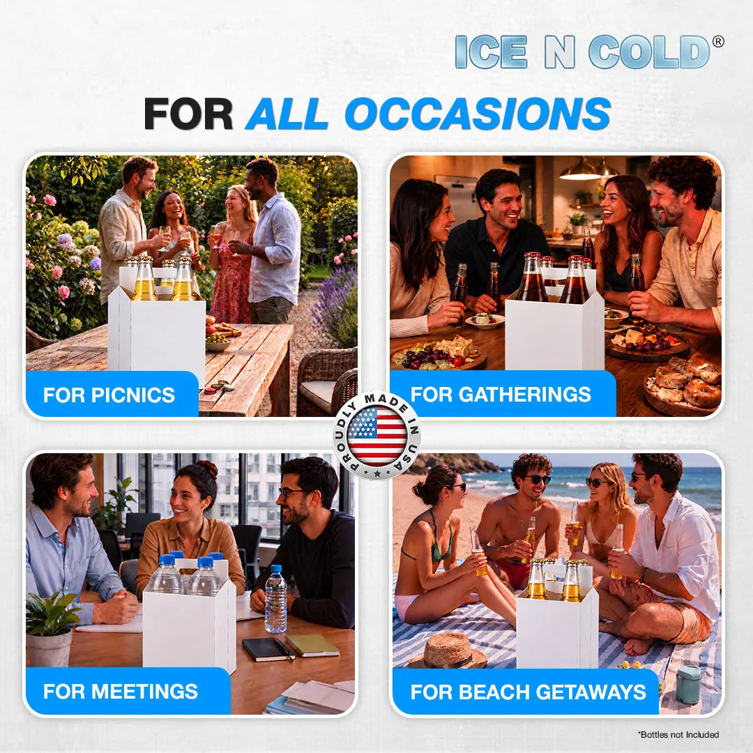 4pk Cardboard Carrier (White) - 12oz Bottles & Cans ICE N COLD®
