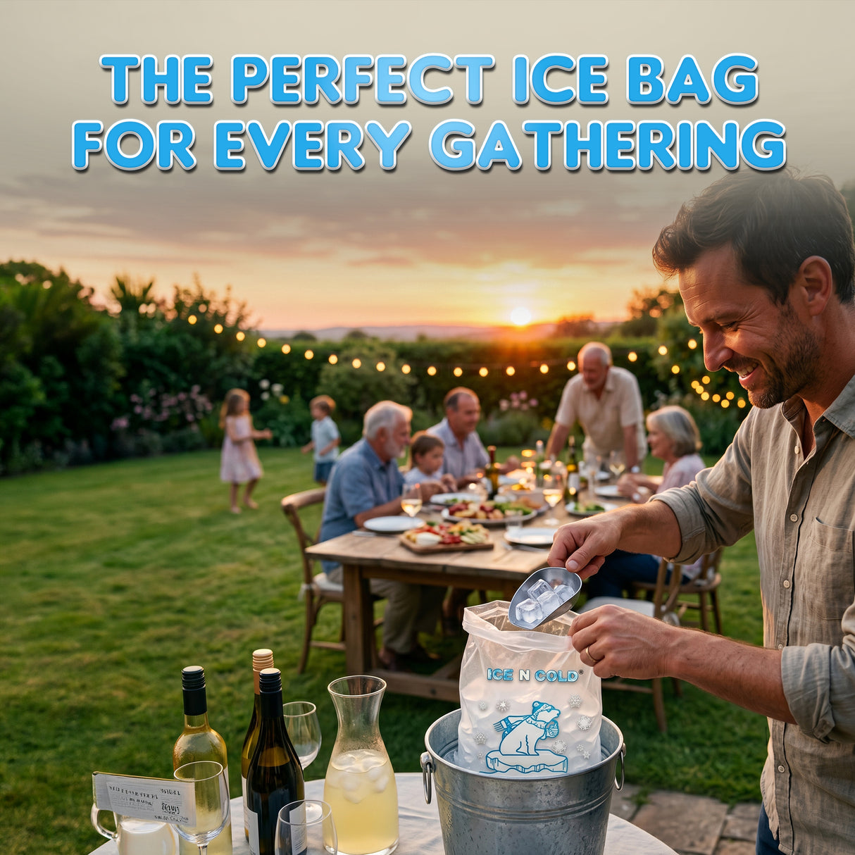 ICE N COLD® 5lb Ice Bags with Drawstring Closure | 37 mic Thickness | Portable Storage and Freezer Keeper