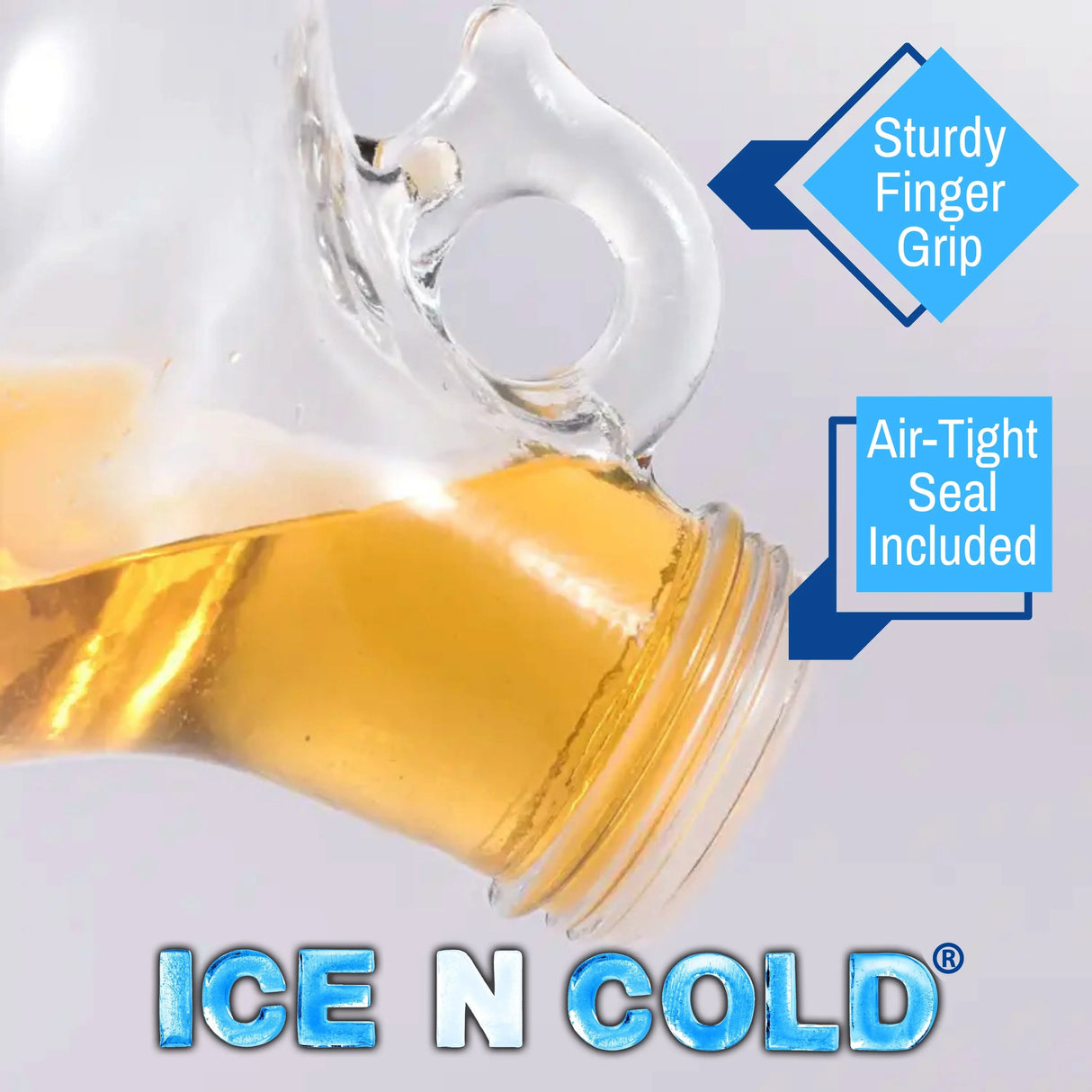 1 Gallon (128oz) Glass Fermenting Jug with Handle, Black Polyseal Lid & Cap ICE N COLD®
