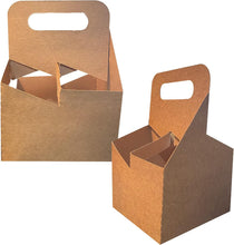 Load image into Gallery viewer, 4 Cup Carrier - Eco Friendly Heavy Duty Kraft Corrugate Paperboard Carrier
