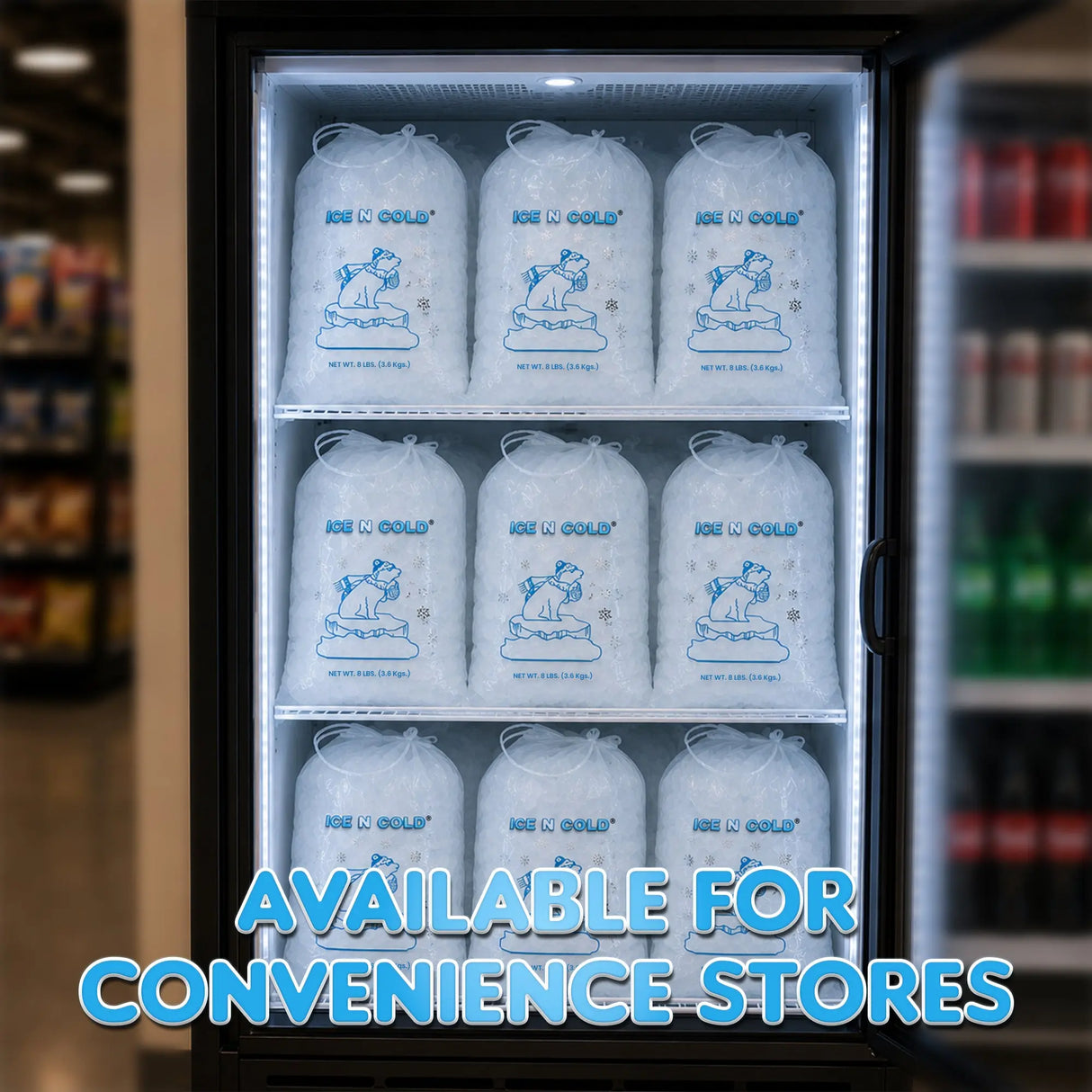 ICE N COLD® 8lb Ice Bags with Drawstring Closure | 37 mic Thickness | Portable Storage and Freezer Keeper ICE N COLD®