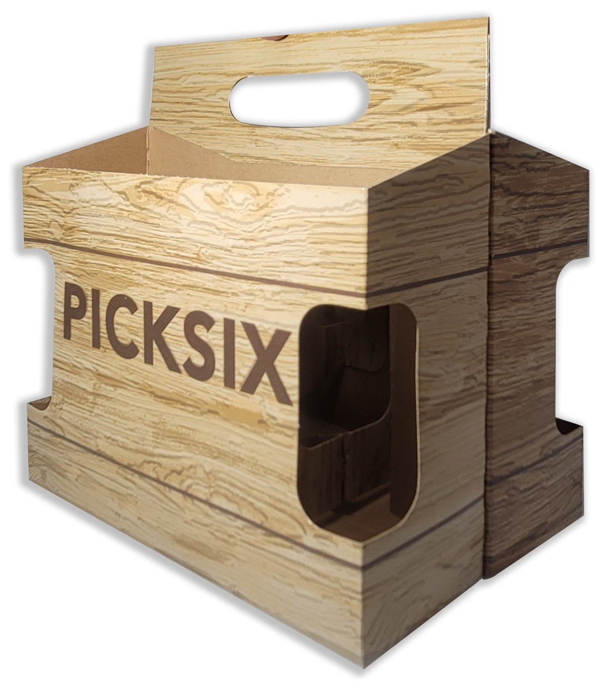 6pk Cardboard Carrier (Die-Cut Crate Design) | Holds 6pk 12oz Bottles