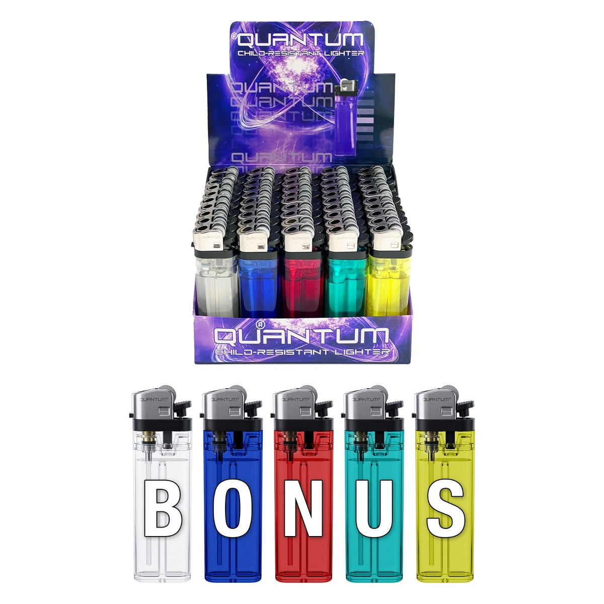 Disposable Lighters (50pk to 1000pk) | QUANTUM® | Bonus 5pk on 50, 100 & 200 ICE N COLD®