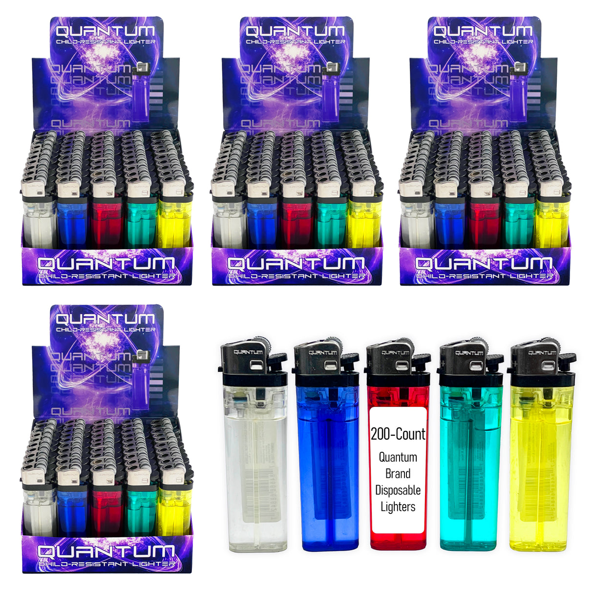 Quantum® Clear Lighters | 50ct | Bonus Free 5-Pack lighters Included with Every 50pk Purchase.