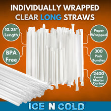 Load image into Gallery viewer, Plastic Straws, Paper Wrapped - 10 1/4" - Clear (2,400 Straws)