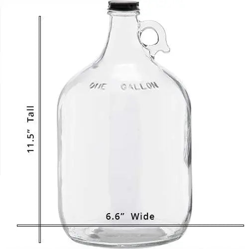 1 Gallon (128oz) Glass Fermenting Jug with Handle, Black Polyseal Lid & Cap ICE N COLD®