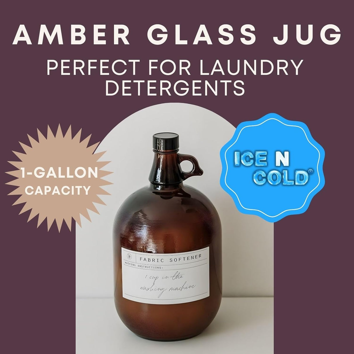 1 Gallon (128oz) Amber Glass Jug With 38mm Cap