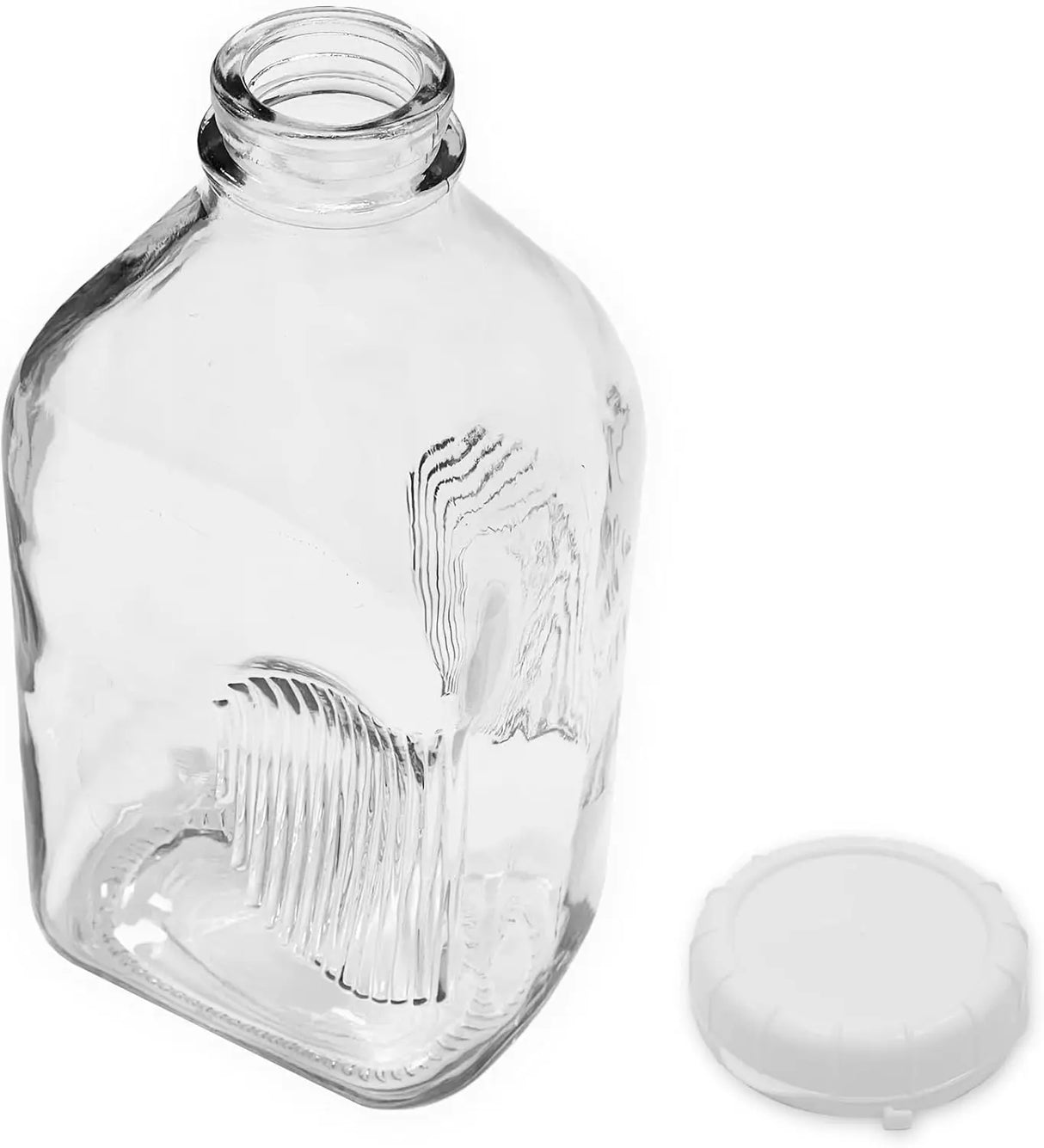 Glass Beverage Jug, 64 oz, Clear, Wide Mouth with Groove Handle and Airtight Lid ICE N COLD®
