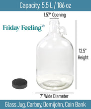 Load image into Gallery viewer, Oversized XL Glass Swear Jar with Lid, 5.2 Liter Money Saving Bank for Adults, Coin Collection Container (X-Large)