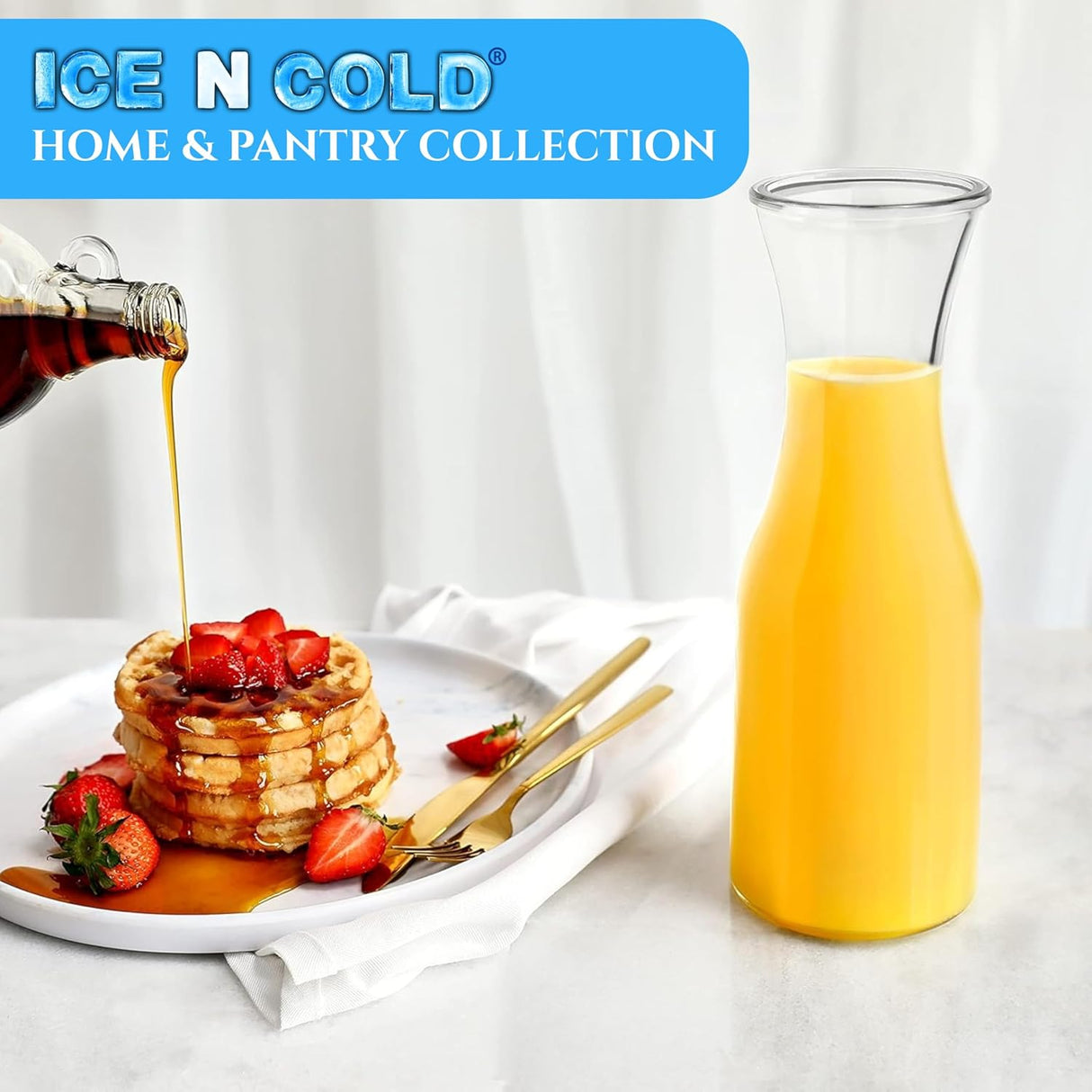 1-Liter Glass Carafe (33.8 oz / ~0.26 Gal) โ Wide Mouth Water, Juice, Wine and Drink Jug, Clear Durable Glass