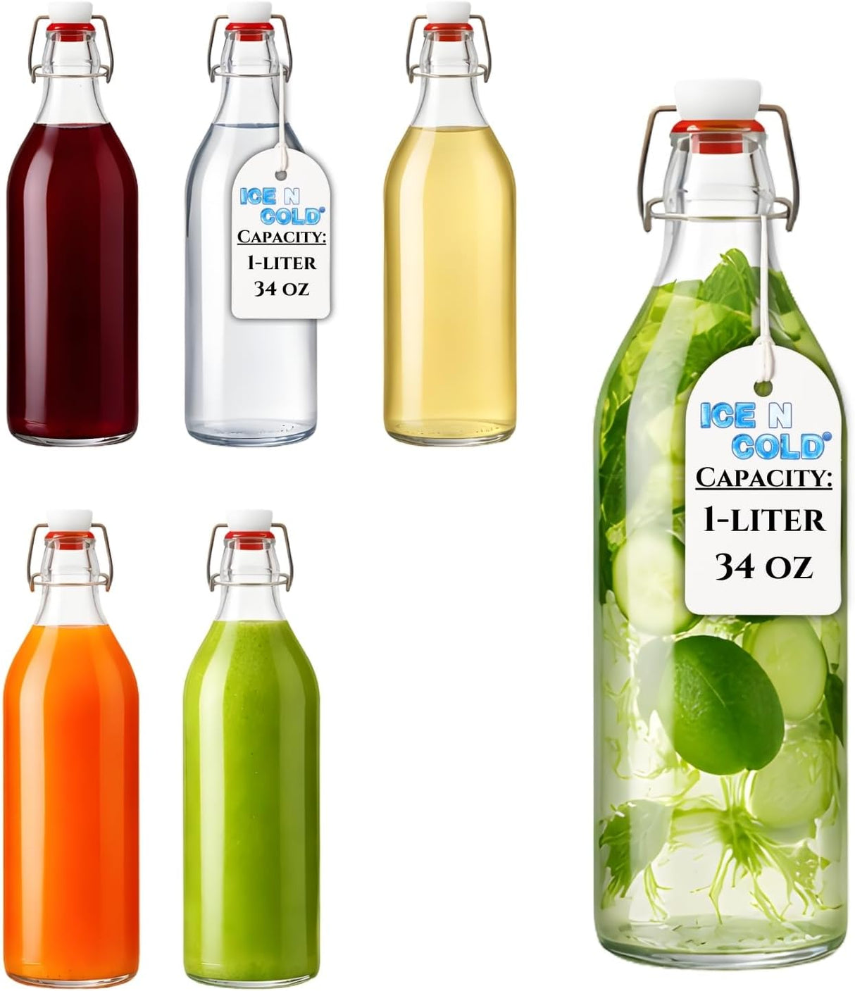 Glass Swing Top Bottles | Perfect for Limoncello, Syrups, Oils, Vinegar, Beverages | Airtight Reusable Glass Bottles | Available Various Sizes