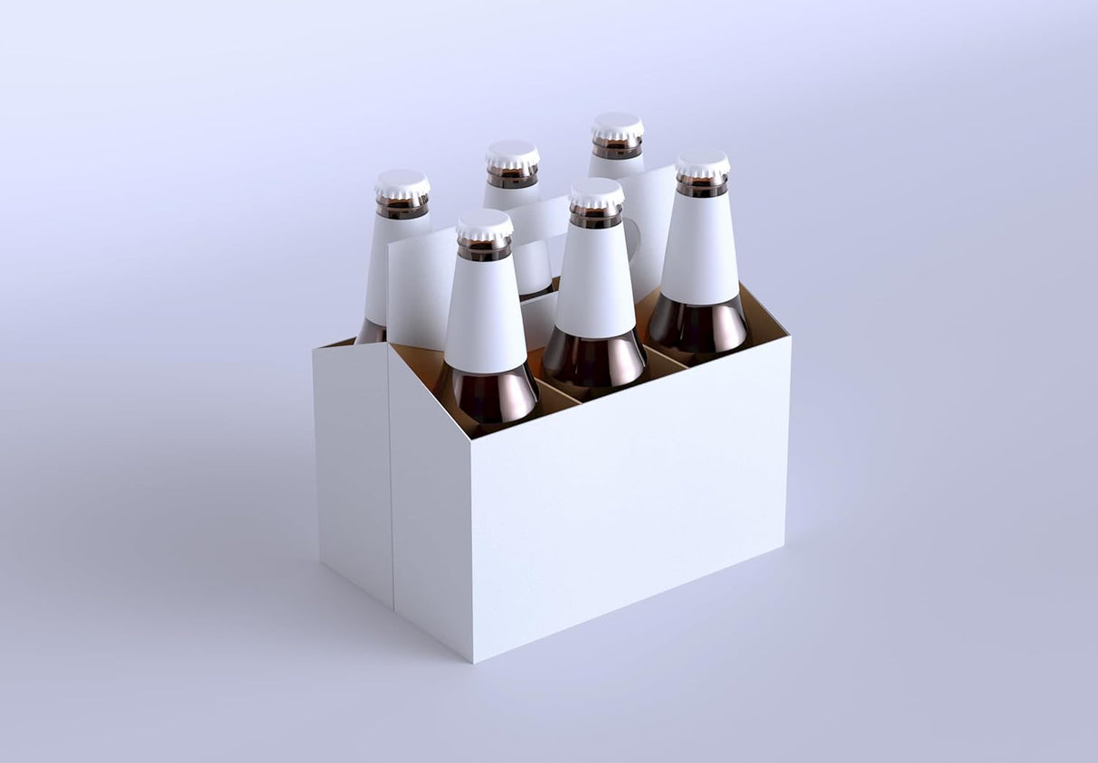 6pk Cardboard Bottle Holder White| Fits 12-16oz bottles