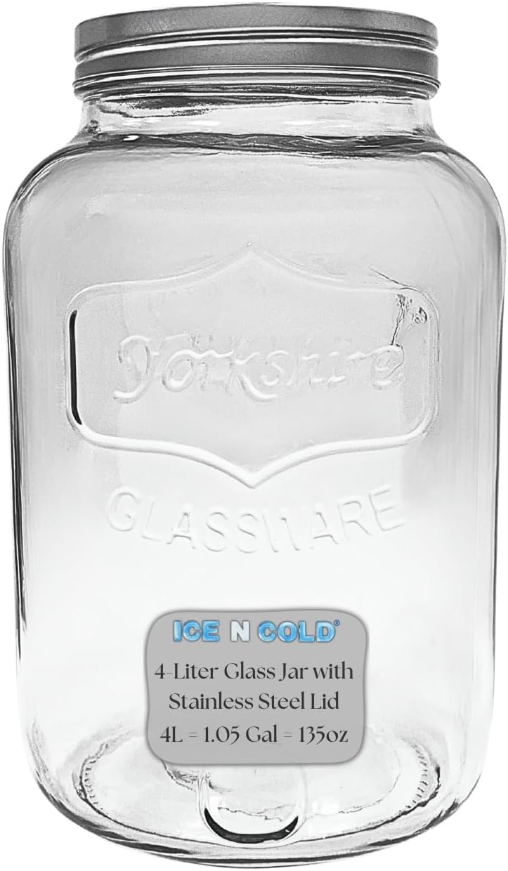 Large Glass Jar in 8 liter and 4 liter- Clear Wide Mouth Container for Storage, Kitchen, Pantry, and Laundry