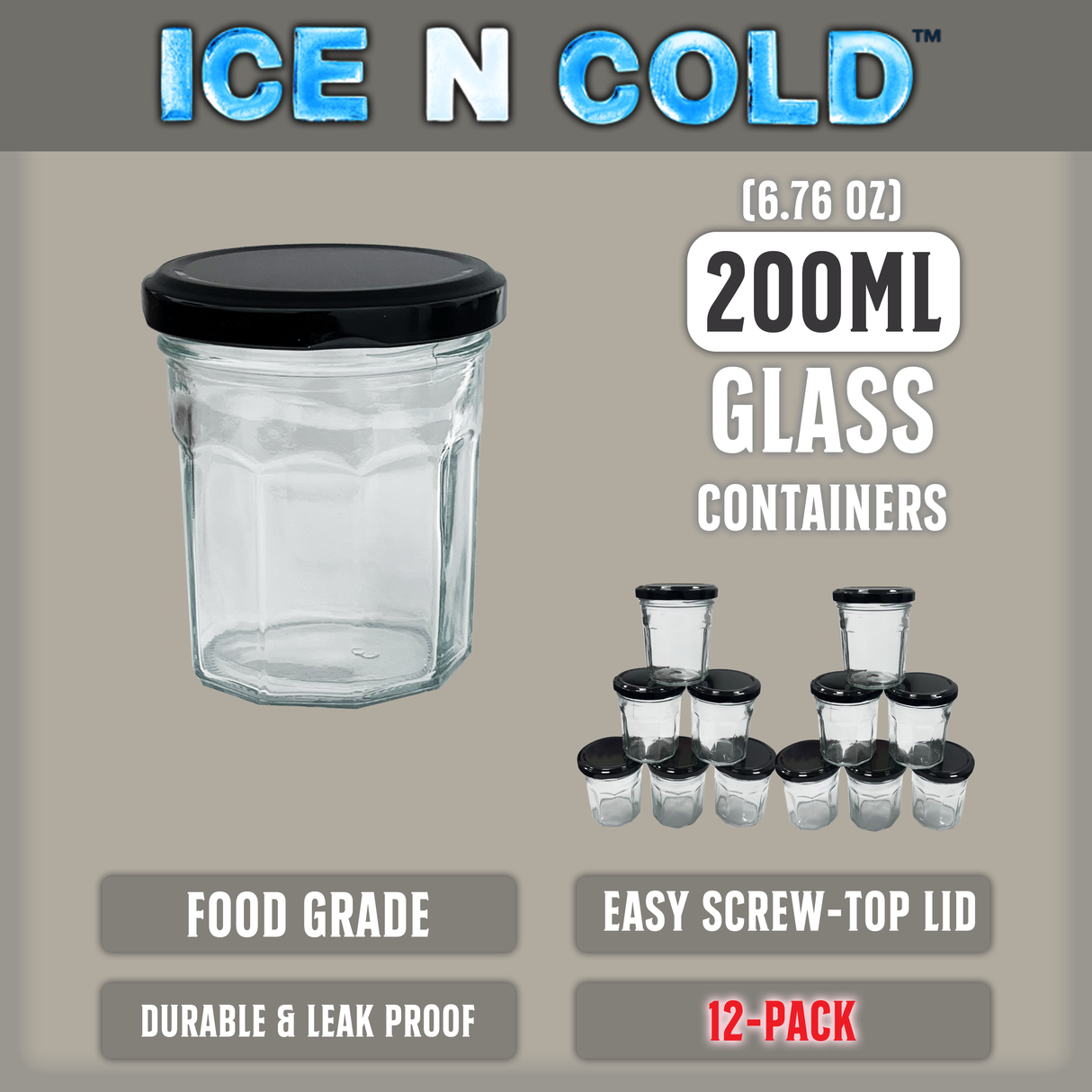 Multi-Use Glass Jars with Leakproof Clear Lid, Reusable & Eco-Friendly – Ideal for Jams, Sauces, Spices; Lead -Free and BPA-Free Glass Bottle