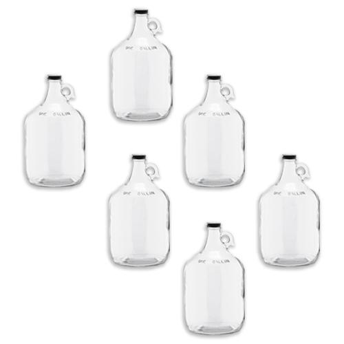 1 Gallon (128 oz) Clear Glass Jug With 38mm Black Polyseal Lid & Cap | Pack of 1