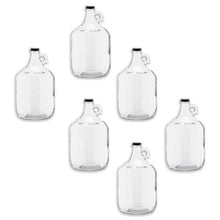 Load image into Gallery viewer, 1 Gallon (128 oz) Clear Glass Jug With 38mm Black Polyseal Lid & Cap Multiple Quantities