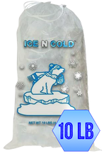 Load image into Gallery viewer, ICE N COLD® 10lb Ice Bags with Drawstring Closure | 41 mic Thickness | Portable Storage and Freezer Keeper