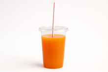 Load image into Gallery viewer, straw sticking out of a hole in the middle of the clear lid. cup is 8" tall