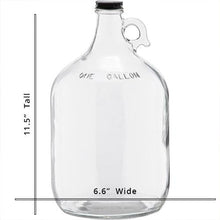 Load image into Gallery viewer, 1 Gallon (128oz) Glass Fermenting Jug with Handle, Black Polyseal Lid & Cap - Sizing