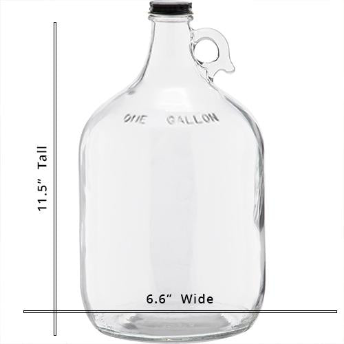 1 Gallon (128 oz.) Clear Glass Jug, 38mm 38-405, w/White Metal Cap