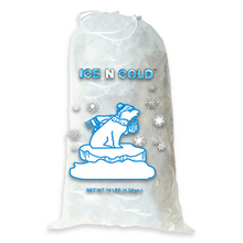 Load image into Gallery viewer, ICE N COLD's 10lb Ice Bags with Drawstring Closure | 41 mic Thickness | Portable Storage and Freezer Keeper