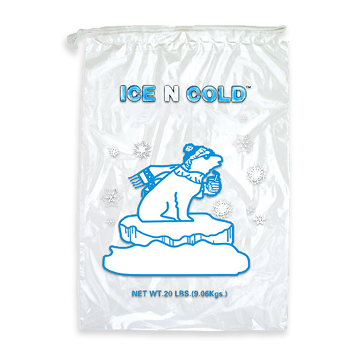 8 lb. Polyethelyne Ice Bags with Drawstring Crystal Ice