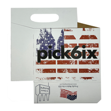 Load image into Gallery viewer, Jay's Import & Export | American Flag Pick 6 Cardboard Bottle Carrier