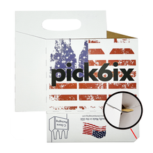 Load image into Gallery viewer, Jay's Import & Export | American Flag Pick 6 Cardboard Bottle Carrier