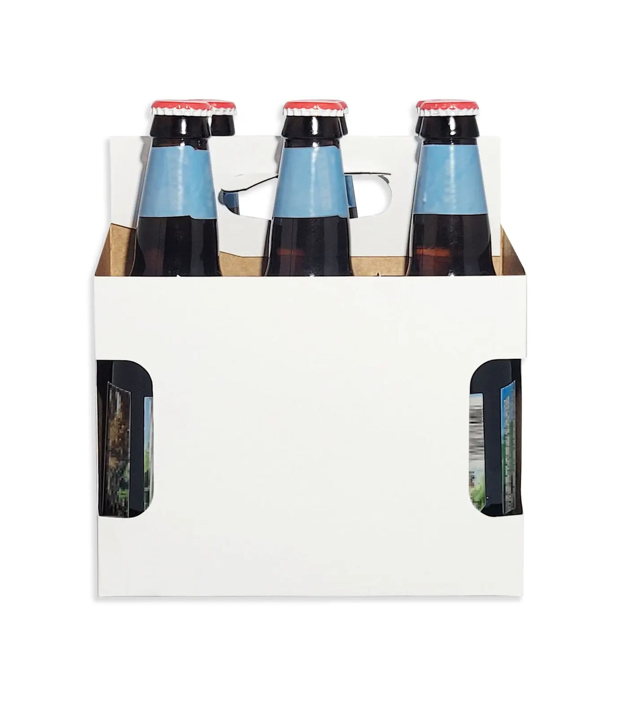 Cardboard Carrier | White - Window Cutout - Cardboard 12oz Bottle Carrier | 6 Pack ICE N COLD®