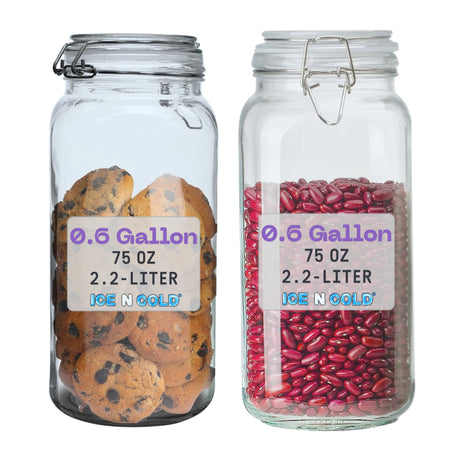 Airtight Glass Storage Jars with Clamp Lid – Food Storage Containers with Rubber Gasket Seal – Pantry & Kitchen Canisters for Dry Goods, Coffee, Sugar, Pasta – 0.4L to 4L Sizes