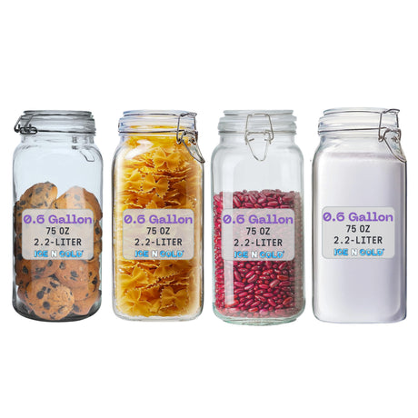 Airtight Glass Storage Jars with Clamp Lid – Food Storage Containers with Rubber Gasket Seal – Pantry & Kitchen Canisters for Dry Goods, Coffee, Sugar, Pasta – 0.4L to 4L Sizes